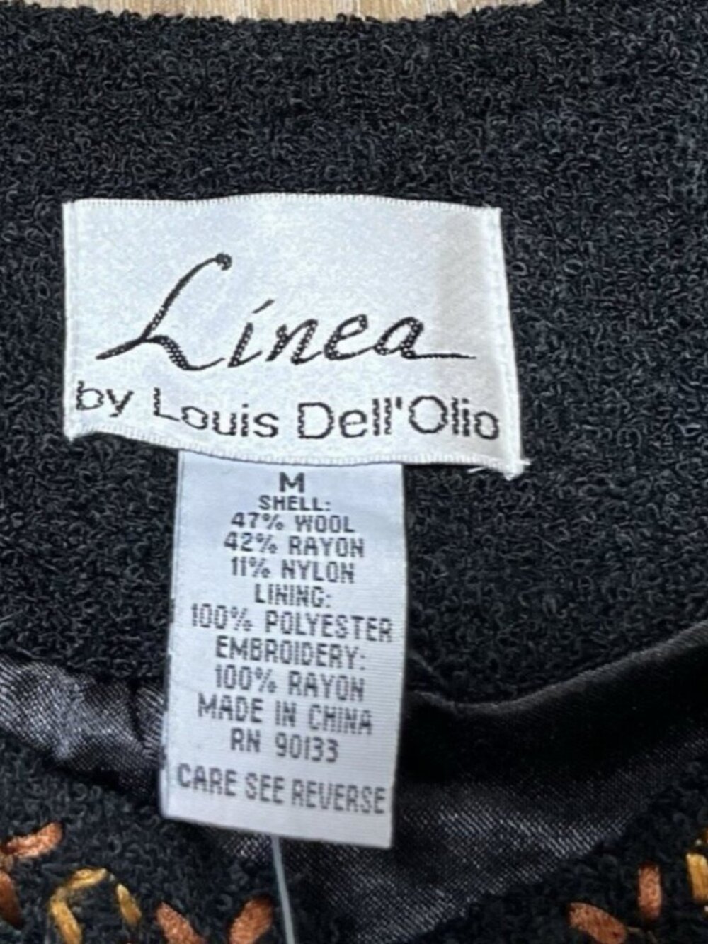 NWT Linea By Louis Dell’Olio Embroidered Wool Blend Cardigan Jacket -Size Medium - Picture 2 of 14
